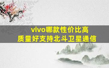 vivo哪款性价比高 质量好支持北斗卫星通信